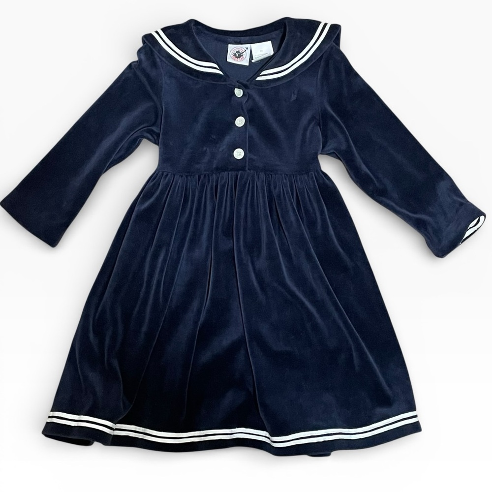 Good Lad‎ of Philadelphia Sailor Dress 6 Vintage Velvet Blue Navy Girls Velour
